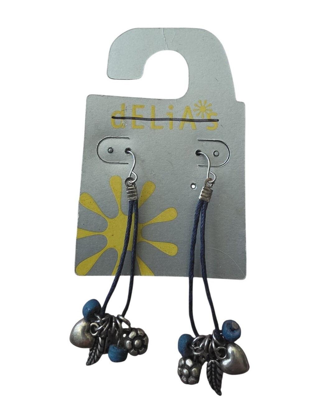 dELiA*s Blue Cord Teardrop Charm Dangle Earrings